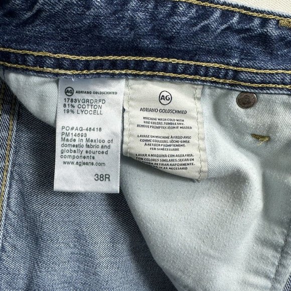 AG Adriano Goldschmied Jeans Men 38x33 Blue Tellis Straight Modern Slim Stretch - Picture 8 of 11